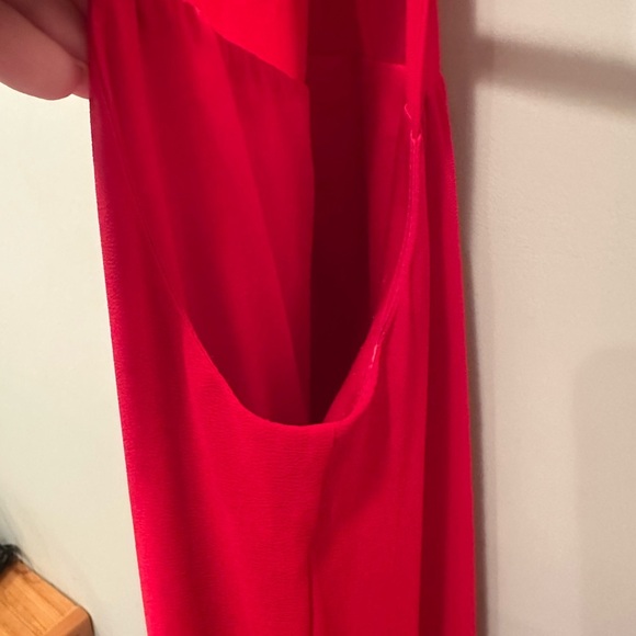Alex Marie Vibrant Red Halter Maxi Dress Back Tie Ruffles Christmas Event Sz 8 - Picture 6 of 10